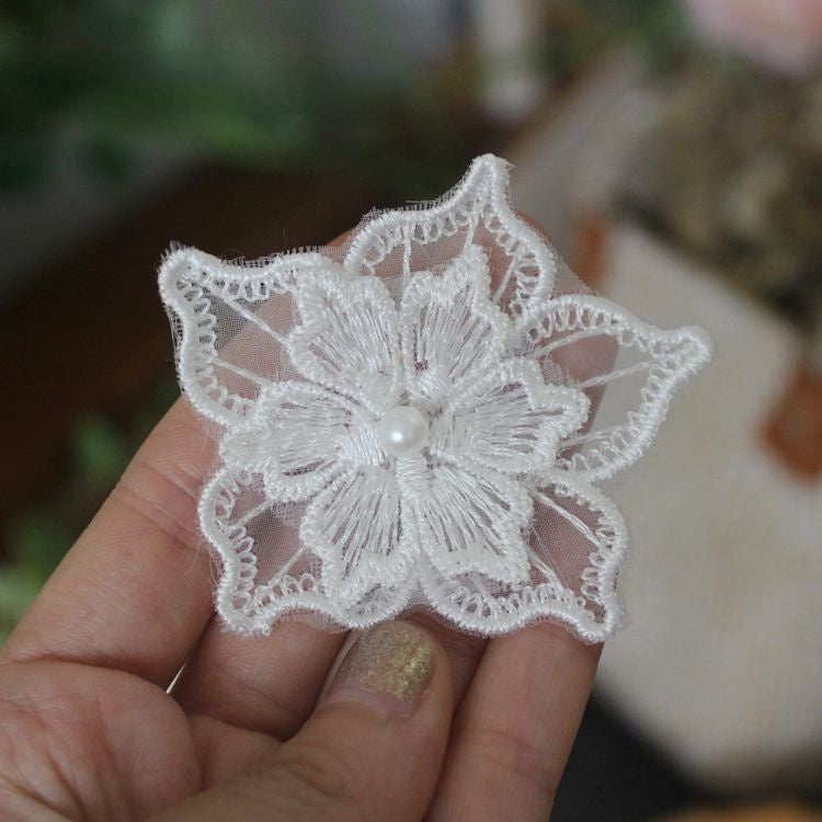 Beads Lace Trimming Single Flower BT0011-Lace Fabric Shop