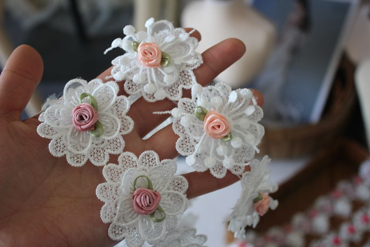 Beaded Flower Lace Trim Wedding Decoration BT0071-Lace Fabric Shop