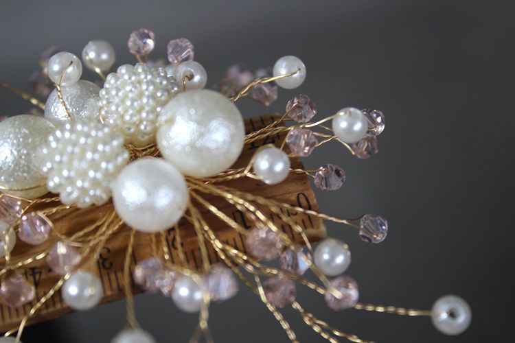 Pearl Beaded Brooch Headdress Accessories BA0117-Lace Fabric Shop