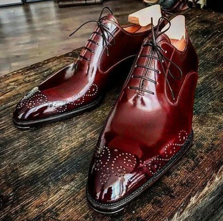 Italian high quality red Oxford leather shoes for men