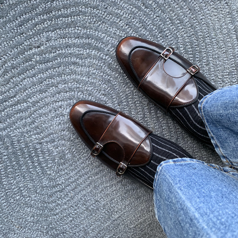 Leather Shiny Polished Craft Monk Shoe Loafers