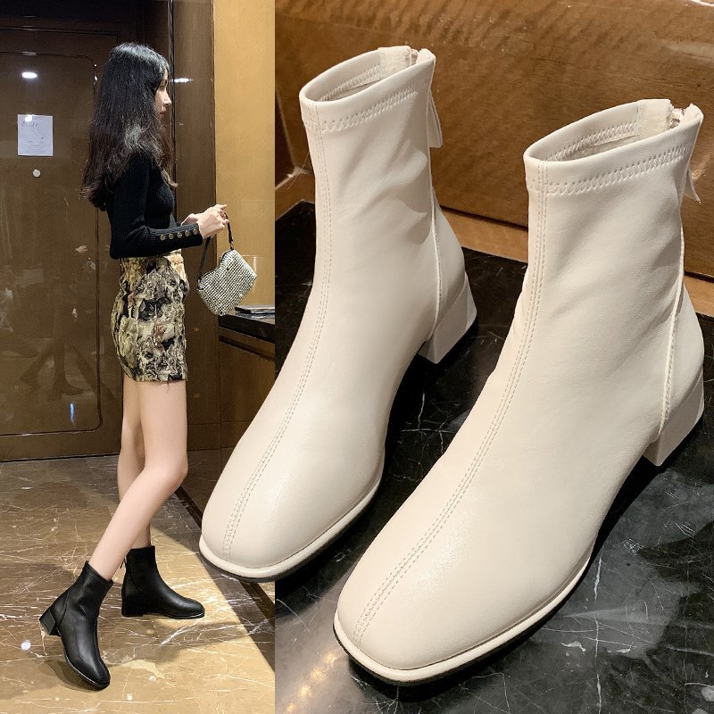 Ladies Soft Leather Mid Heel Chelsea Boots
