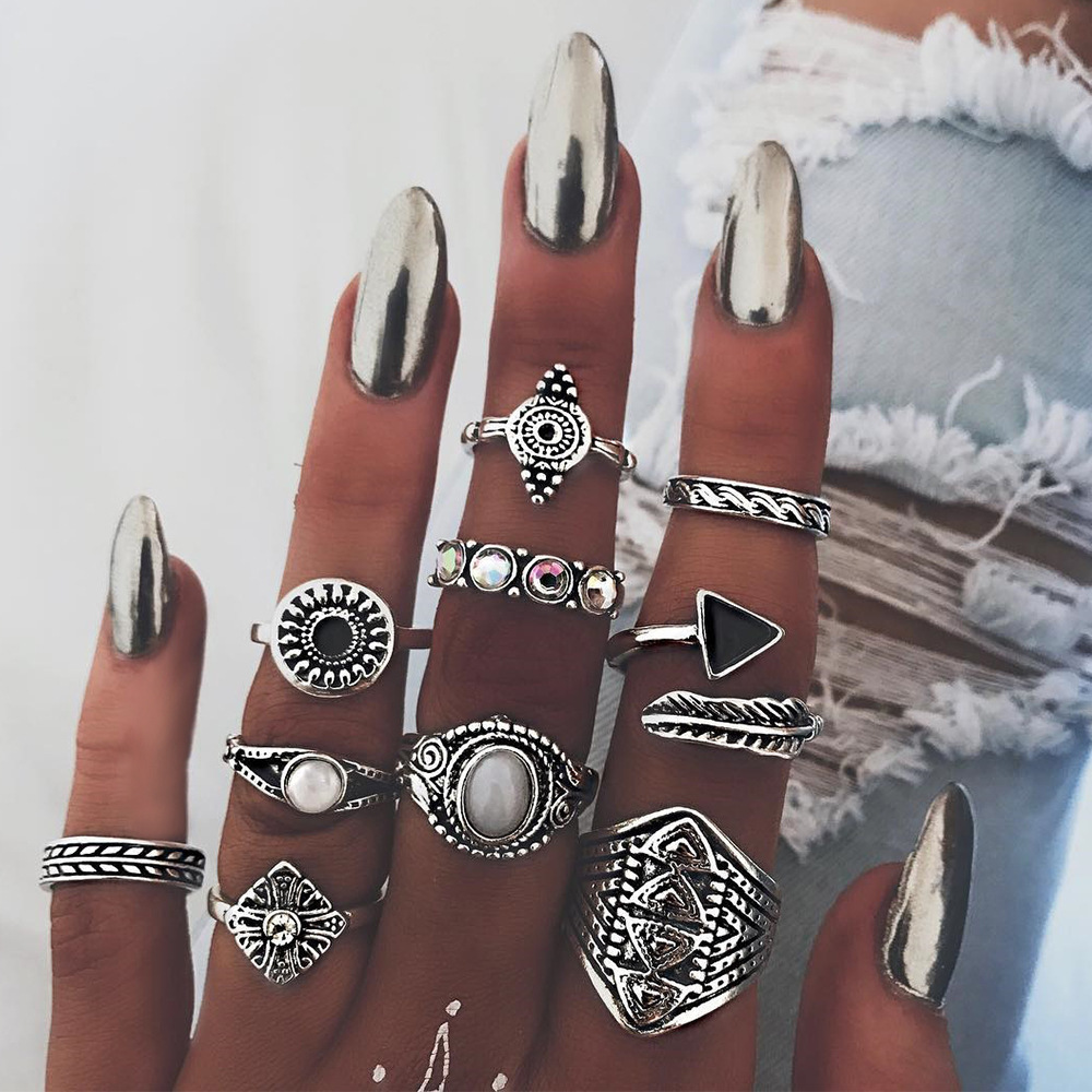 10-piece set of personalized arrow rings