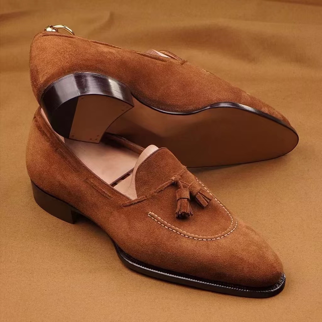 Light Brown Suede Slip On Shoes