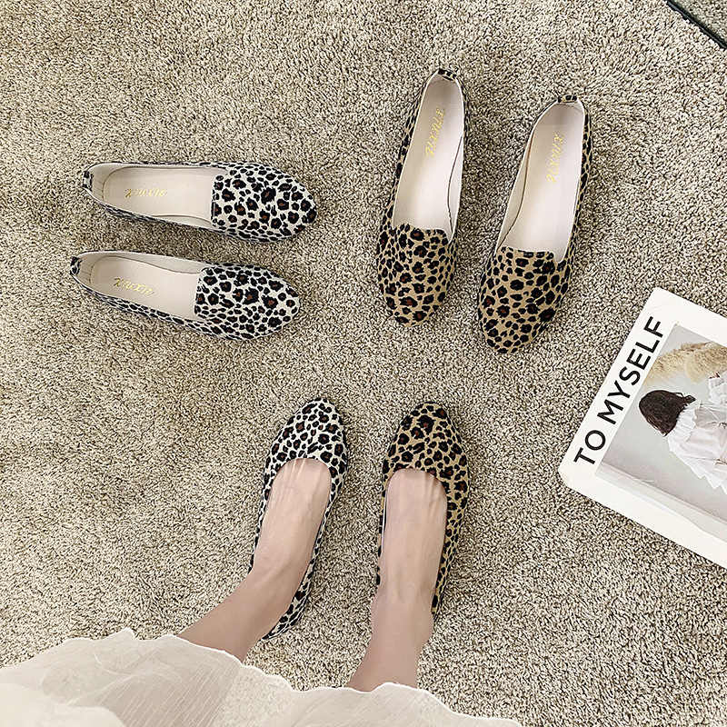Women Flat Shoes Fashion Contrast Leopard Print