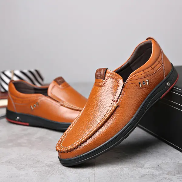 Comfy Casual Business Genuine Leather Slip On Soft Oxfords