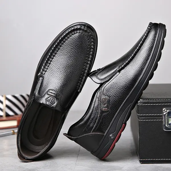Comfy Casual Business Genuine Leather Slip On Soft Oxfords