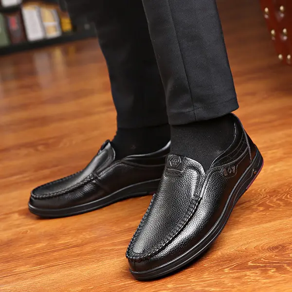 Comfy Casual Business Genuine Leather Slip On Soft Oxfords