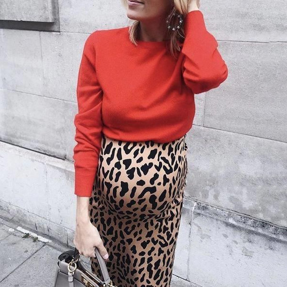 Maternity Red Top And Leopard Print Dress