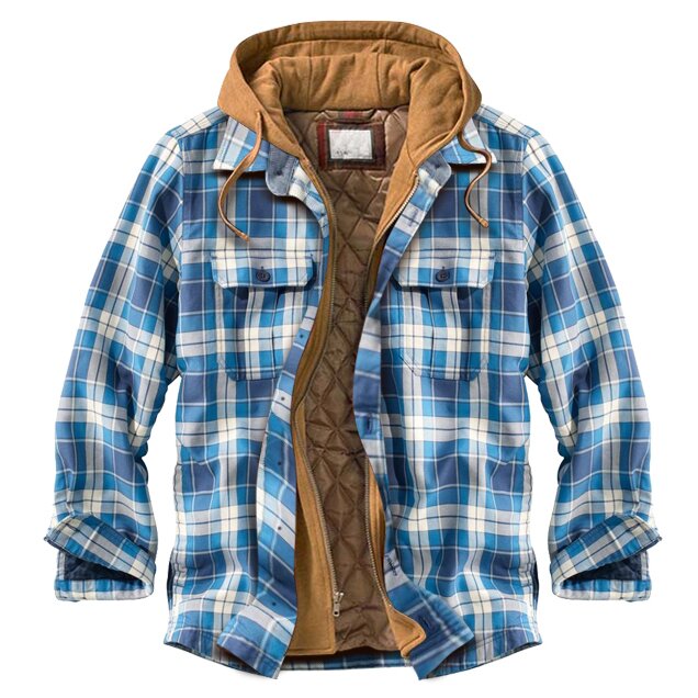 Men's Casual Outdoor Thick Plaid Hooded(FREE SHIPPING)