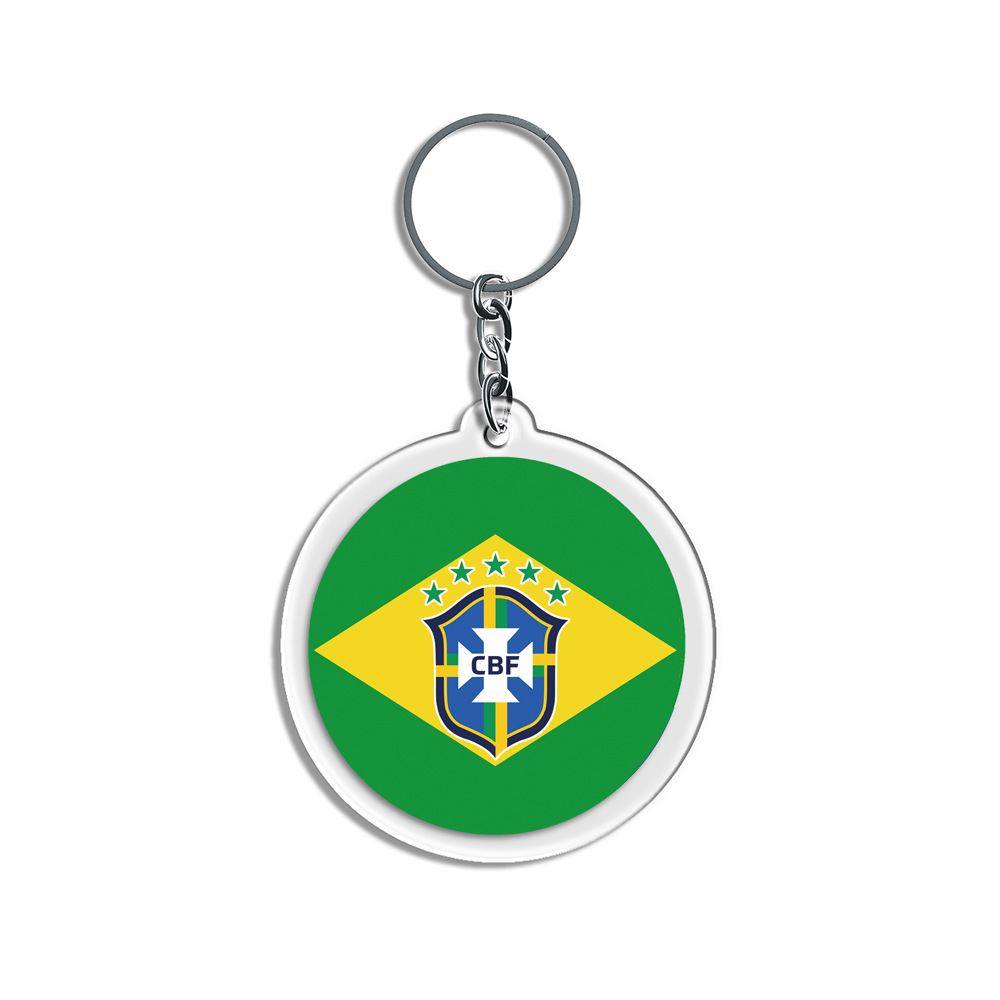 World Cup 2022-Brazil Flag Acrylic Round Keychain Pendant