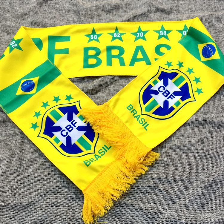 World Cup 2022-Brazilian football fans hand waving headscarf to cheer