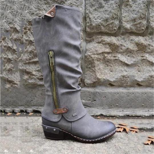 women's mid calf credit card money wallet pocket boots