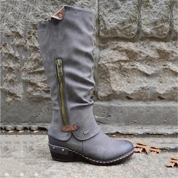 women's mid calf credit card money wallet pocket boots