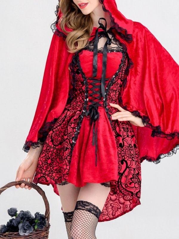 Halloween Party Lace Little Red Riding Hood Two-Piece Suits