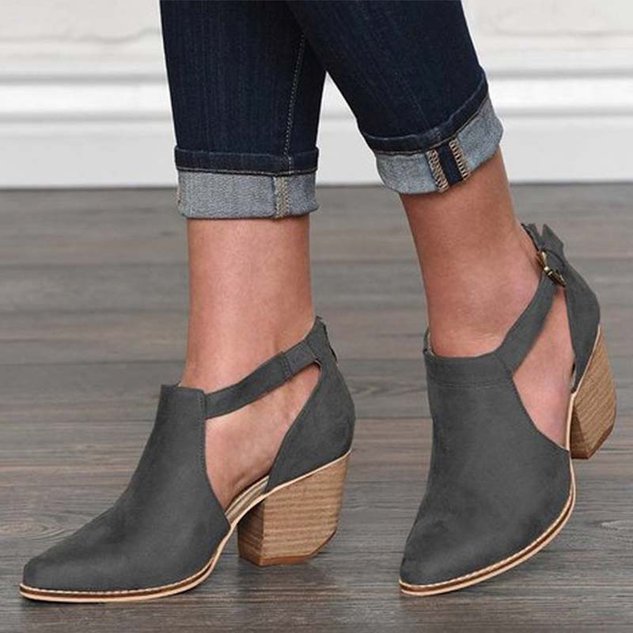 slim block heel leather boots