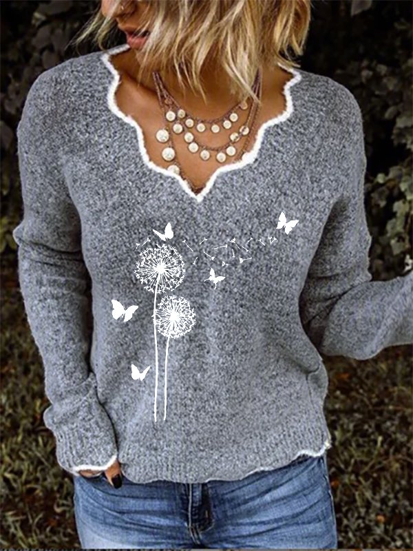 Dandelion Casual V Neck Sweater