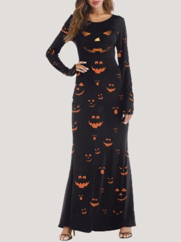 Dress Up Party Pumpkin Lantern Long Sleeve Dresses