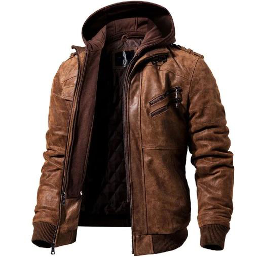 LEATHER JACKET "HOODIE"