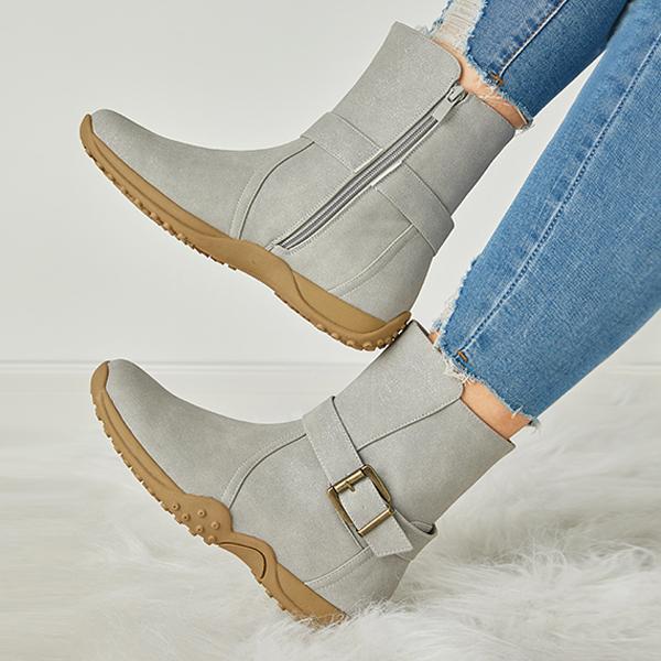 Meikoshoes Women's Winter Warm Zipper Flat Snow Boots
