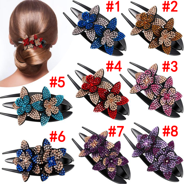 🎅EARLY CHRISTMAS SALE - 50% OFF🎄Rhinestone Double Flower Hair Clip-BUY 6 GET 20% OFF & FREE SHIPPING
