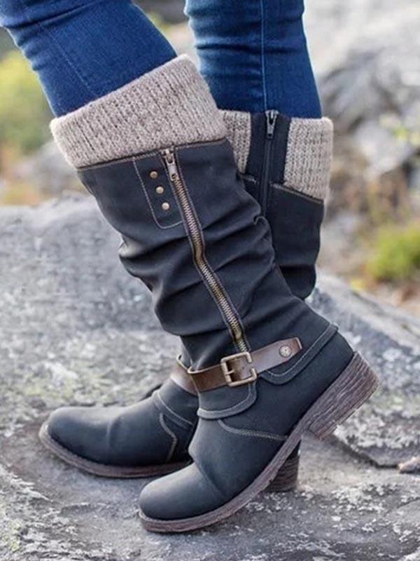 women's mid calf credit card money wallet pocket boots