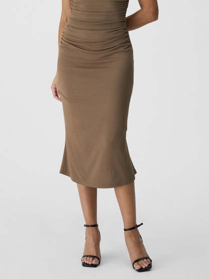 Eco-SkinKiss® Ruched Side Mermaid Midi Skirt