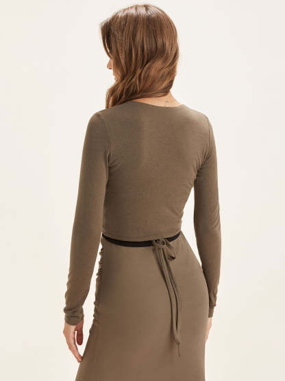 Wool Cropped Wrap Cardigan