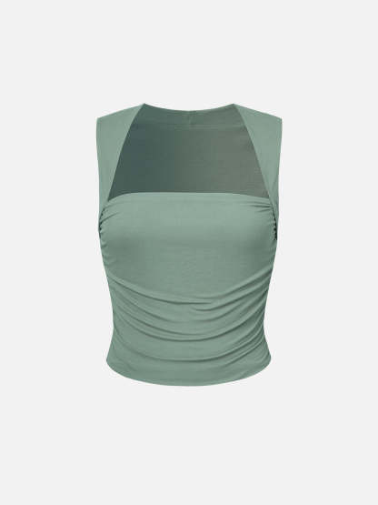 Ruched Tapered Square Neck Tank