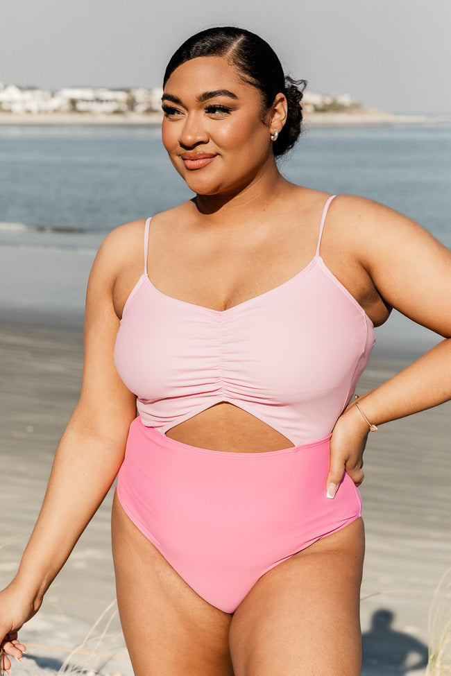 Ocean Dip Pink Cut-Out One Piece Swimsuit