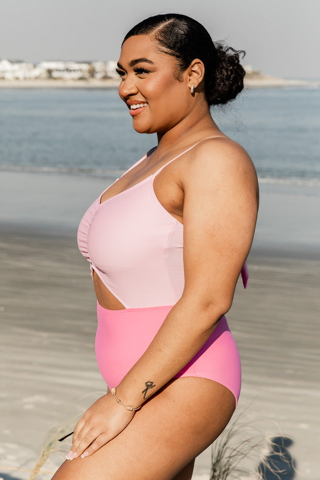 Ocean Dip Pink Cut-Out One Piece Swimsuit