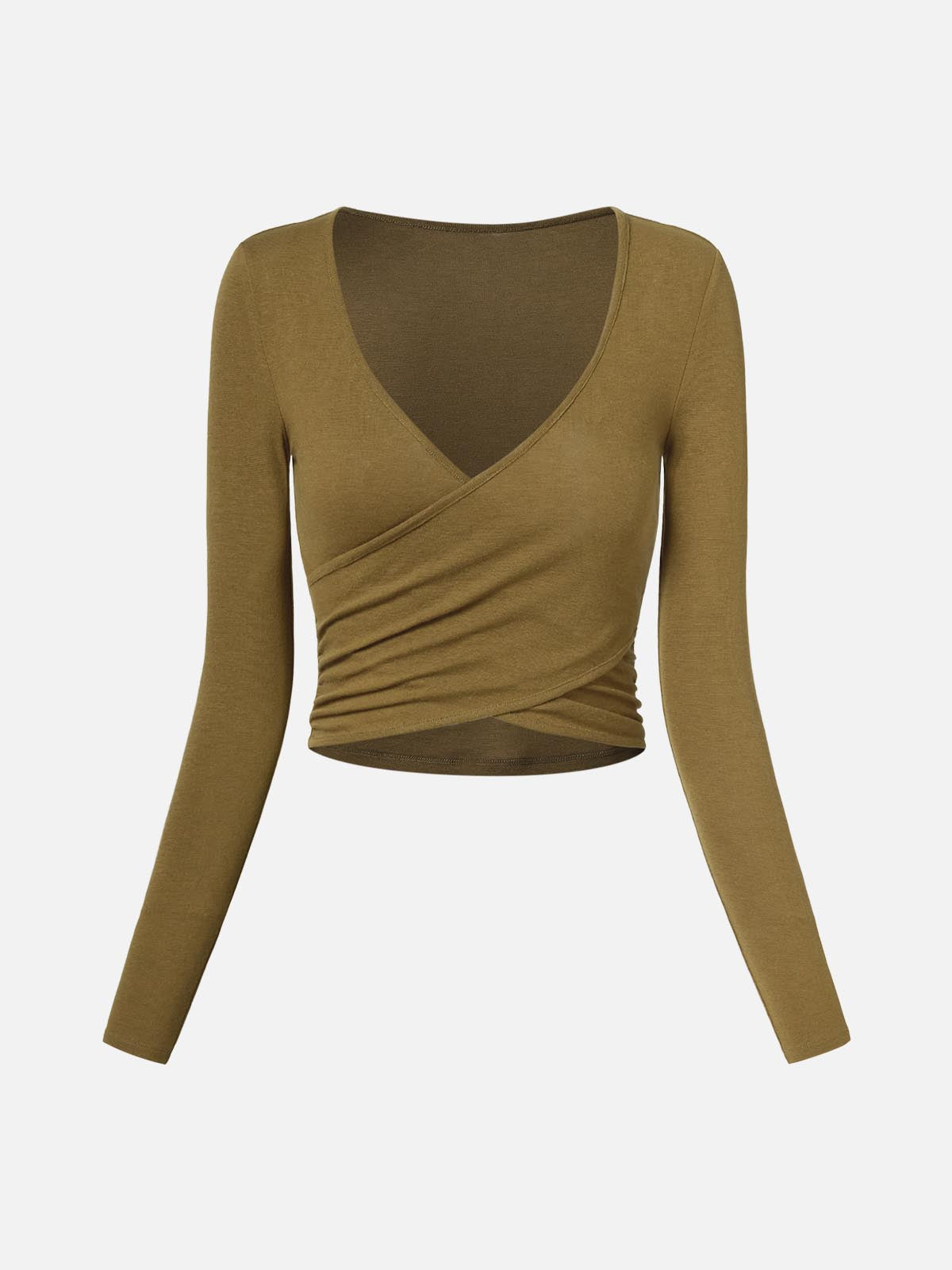 Tencel Wool Surplice Long Sleeve Top