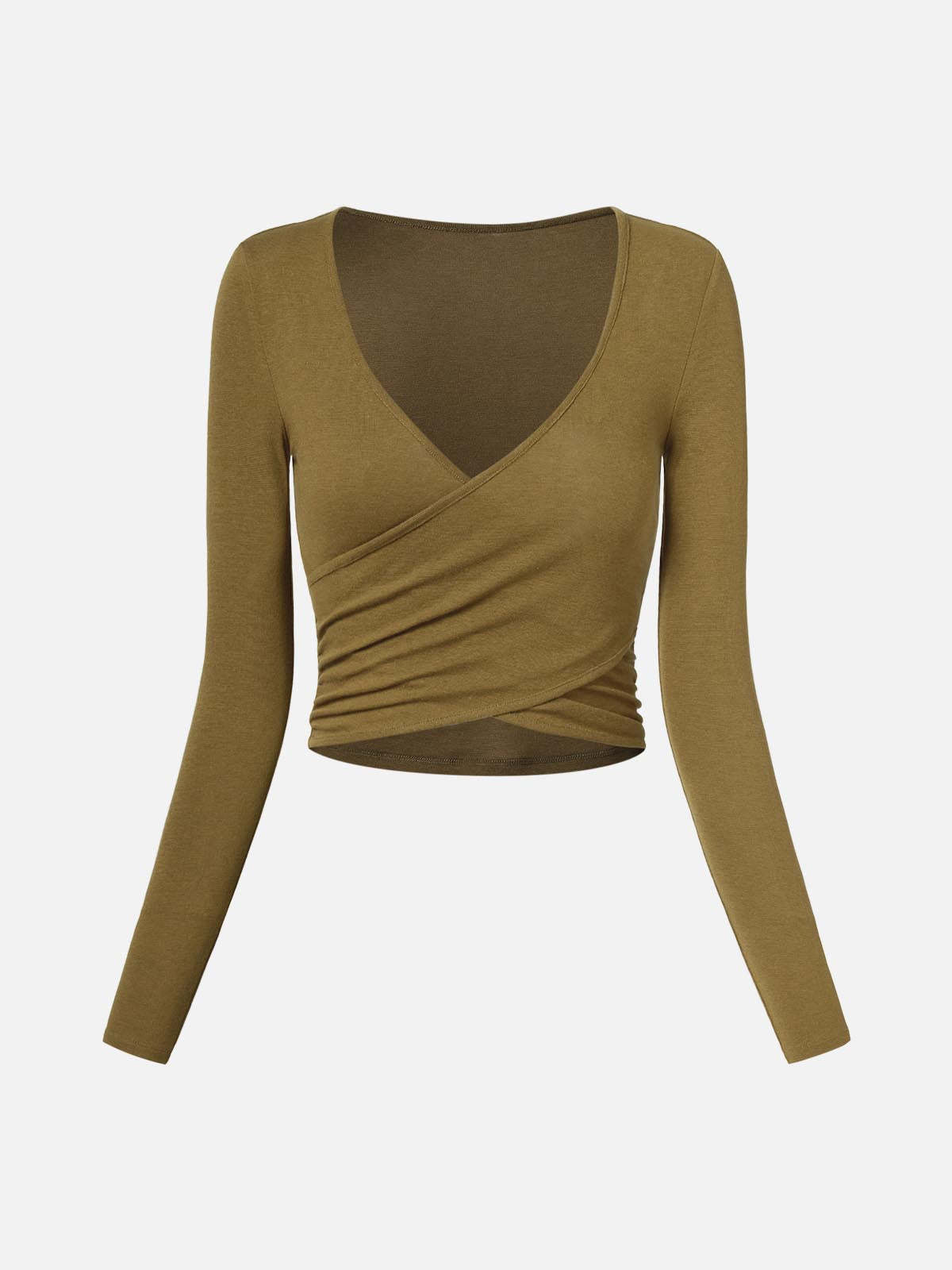 Tencel Wool Surplice Long Sleeve Top