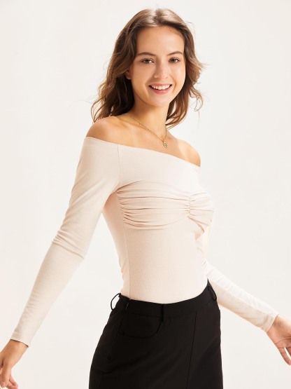 Eco-SkinKiss® Off-The-Shoulder Bow-Ruch Top