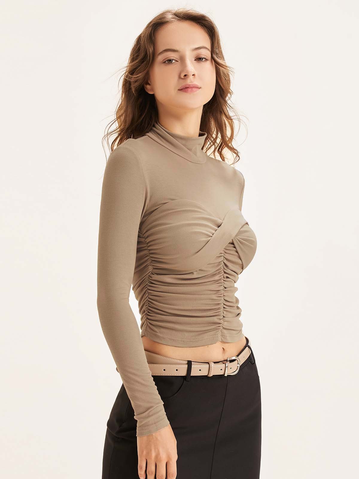 Eco-SkinKiss® Sweetheart Twist Mock Neck Top
