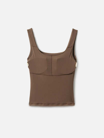 Ruched Sides Square Brami Tank Top-Hip Length