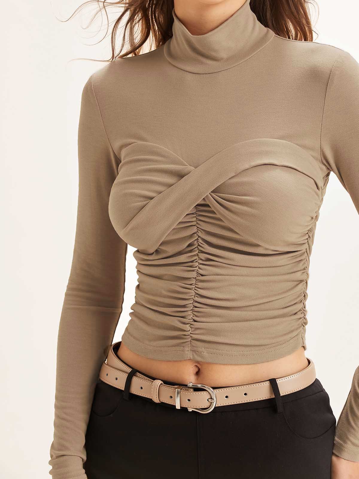 Eco-SkinKiss® Sweetheart Twist Mock Neck Top