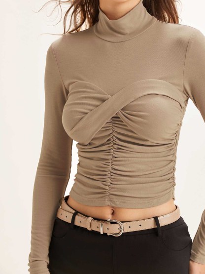 Eco-SkinKiss® Sweetheart Twist Mock Neck Top