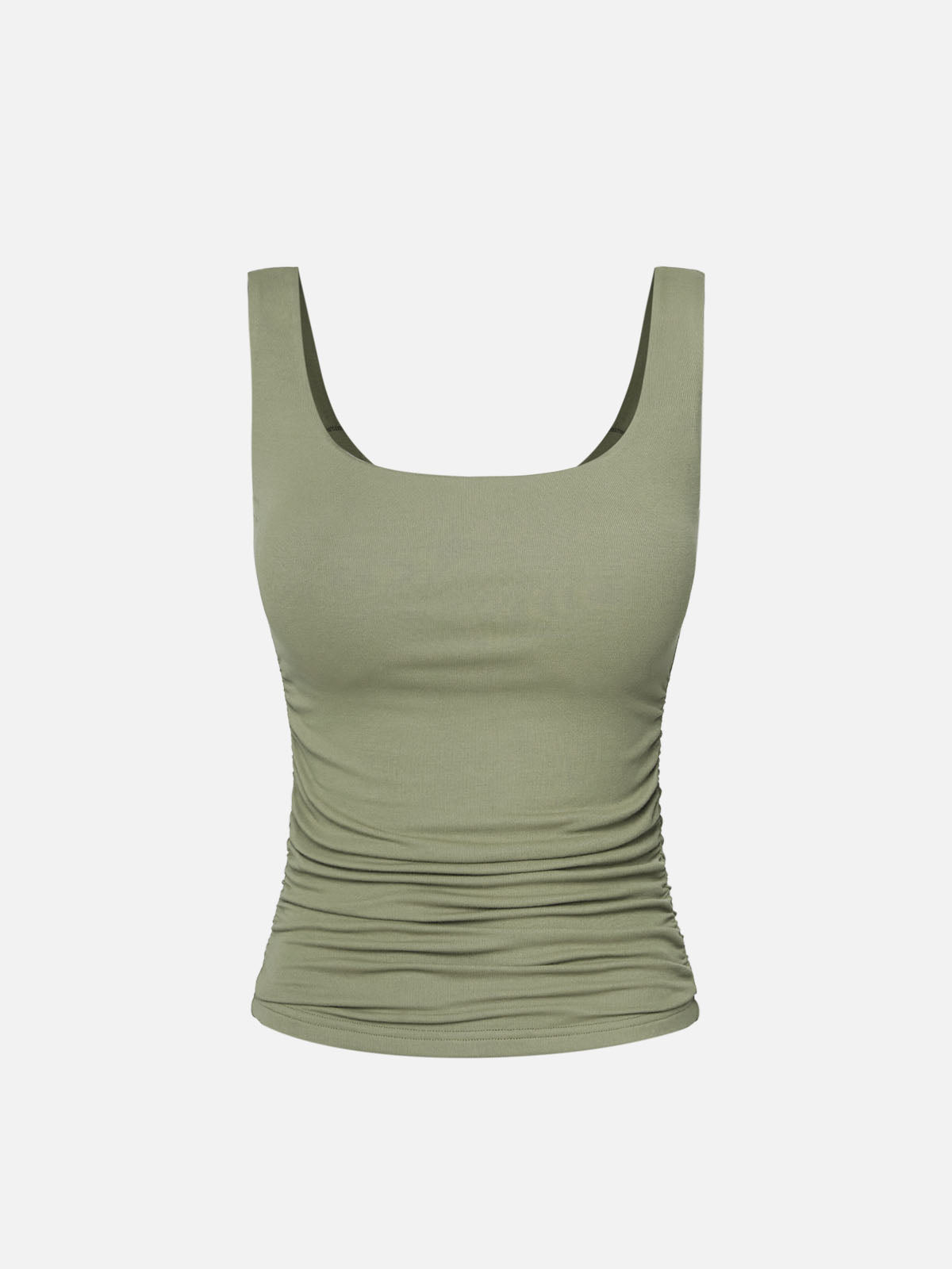 Ruched Sides Square Brami Tank Top-Hip Length