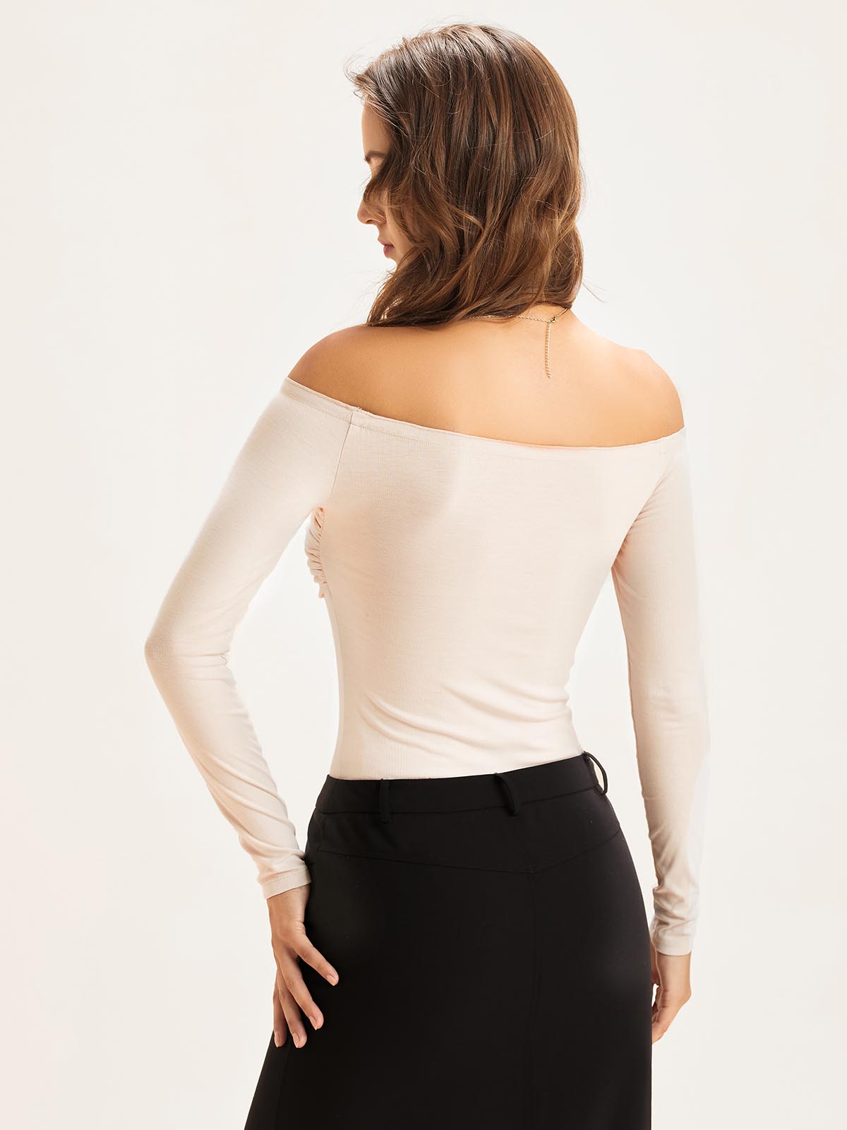 Eco-SkinKiss® Off-The-Shoulder Bow-Ruch Top