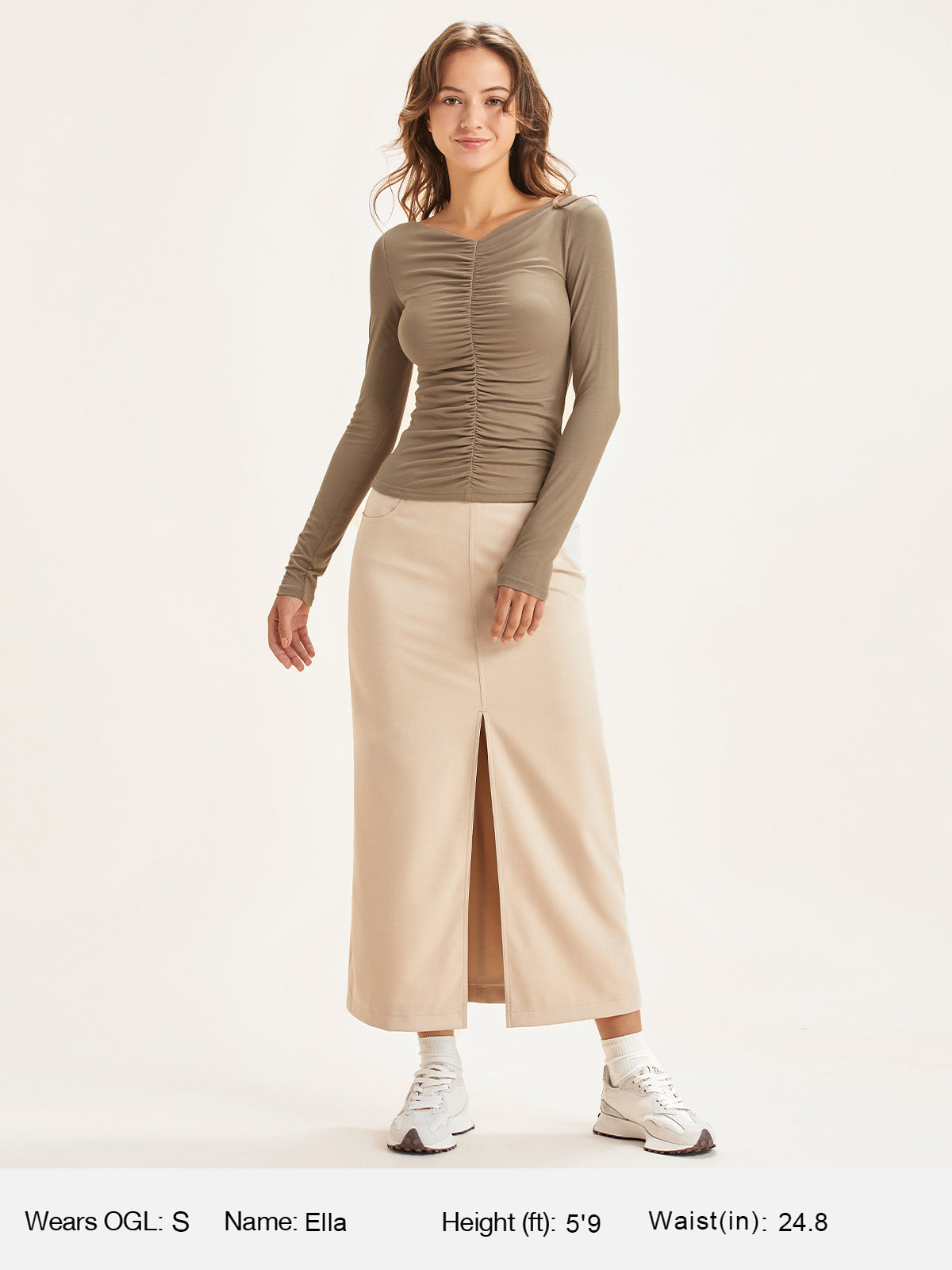 Eco-SkinKiss® Ruched Front Long Sleeve Top