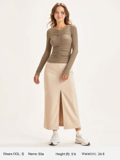 Eco-SkinKiss® Ruched Front Long Sleeve Top