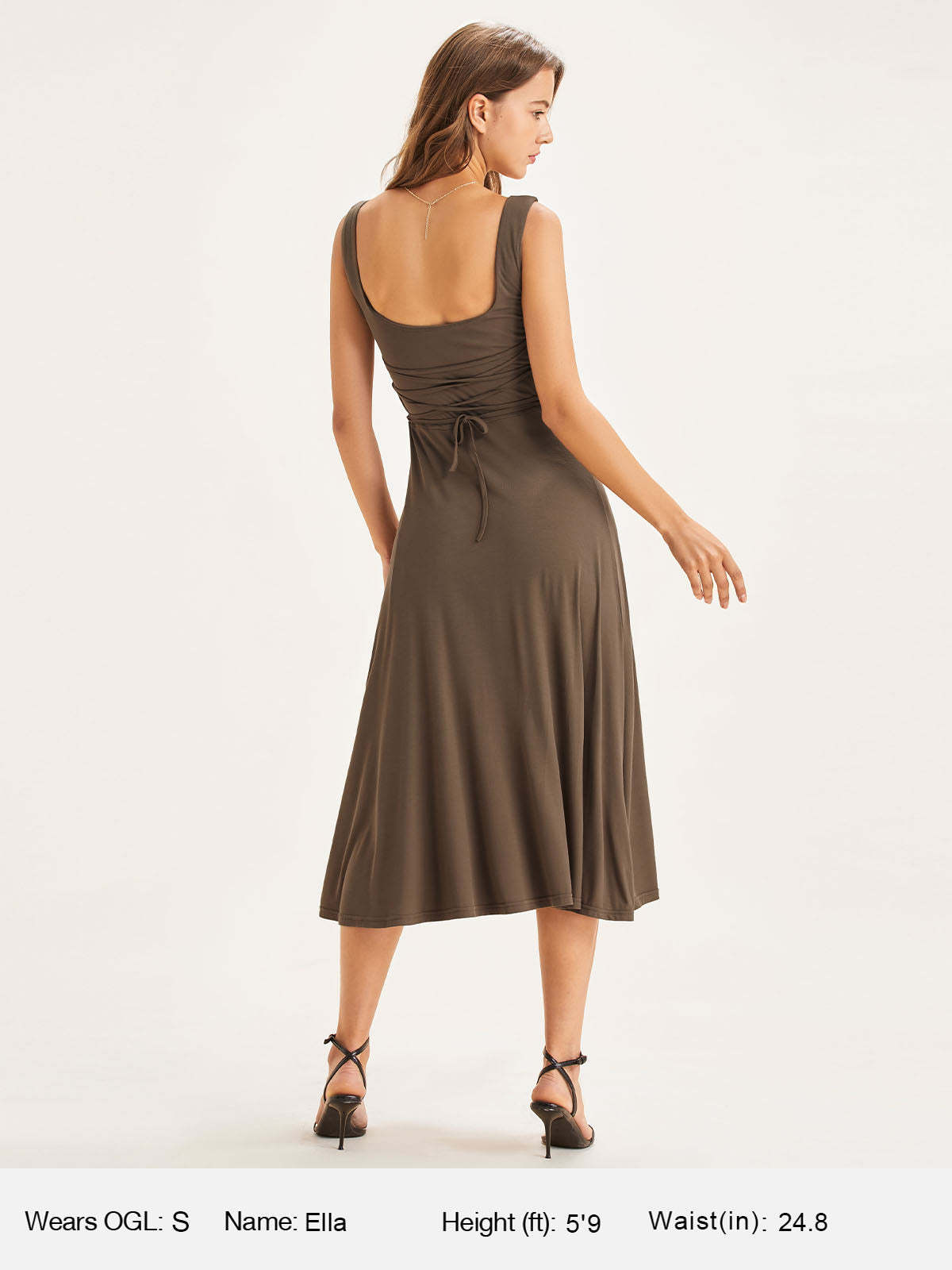 Square Neck Tie Back Brami Midi Dress