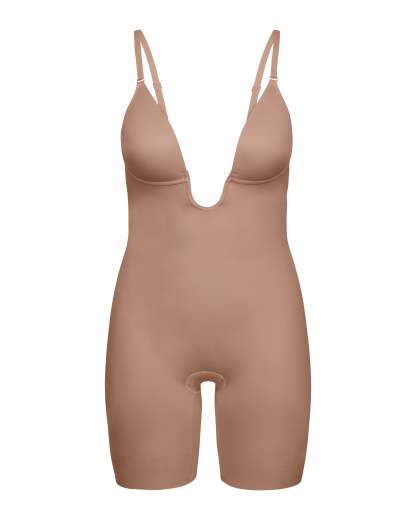 Suit Your Fancy Plunge Low-Back Mid-Thigh Bodysuit