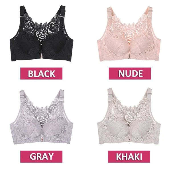 FitMe Rose Embroidery Front Closure Wirefree Bra