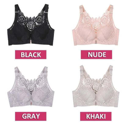 FitMe Rose Embroidery Front Closure Wirefree Bra