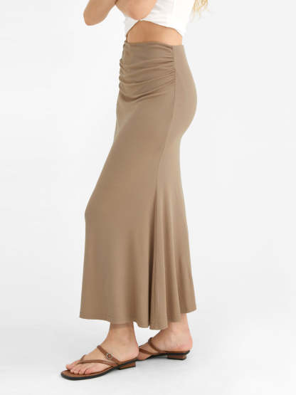 Eco-SkinKiss® Ruched Side Mermaid Maxi Skirt