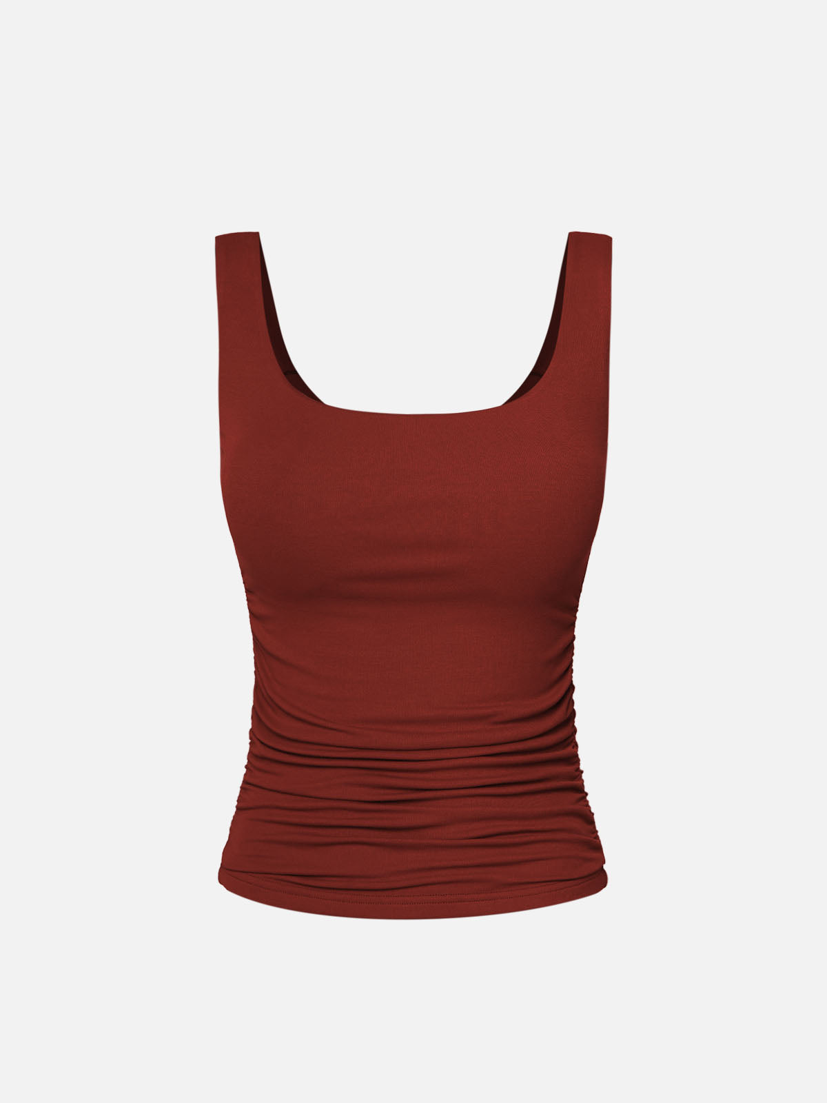 Ruched Sides Square Brami Tank Top-Hip Length