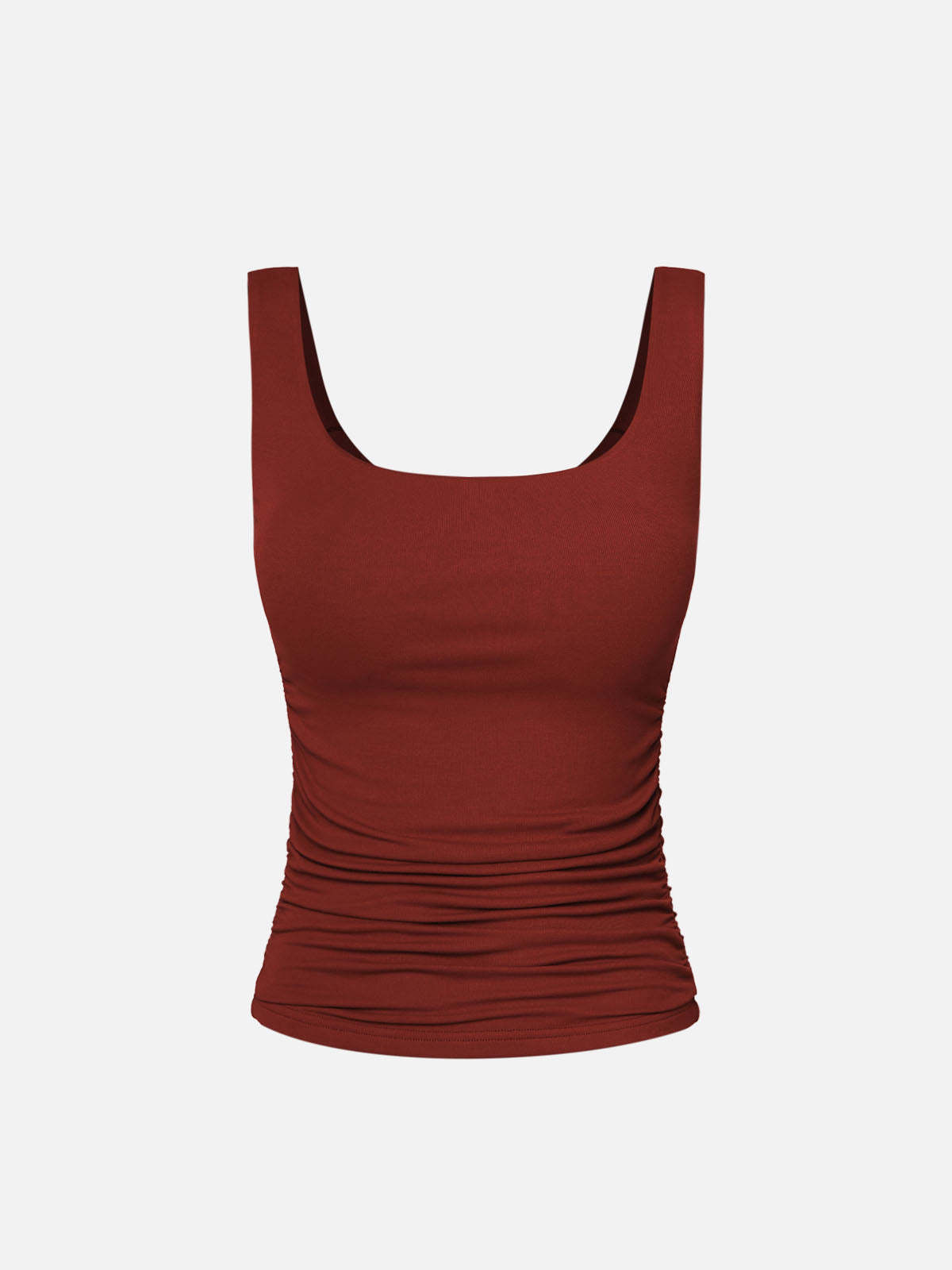 Ruched Sides Square Brami Tank Top-Hip Length