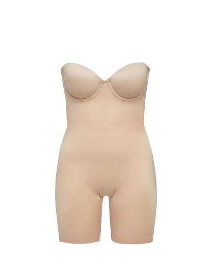 Suit Your Fancy Strapless Cupped Mid-Thigh Bodysuit